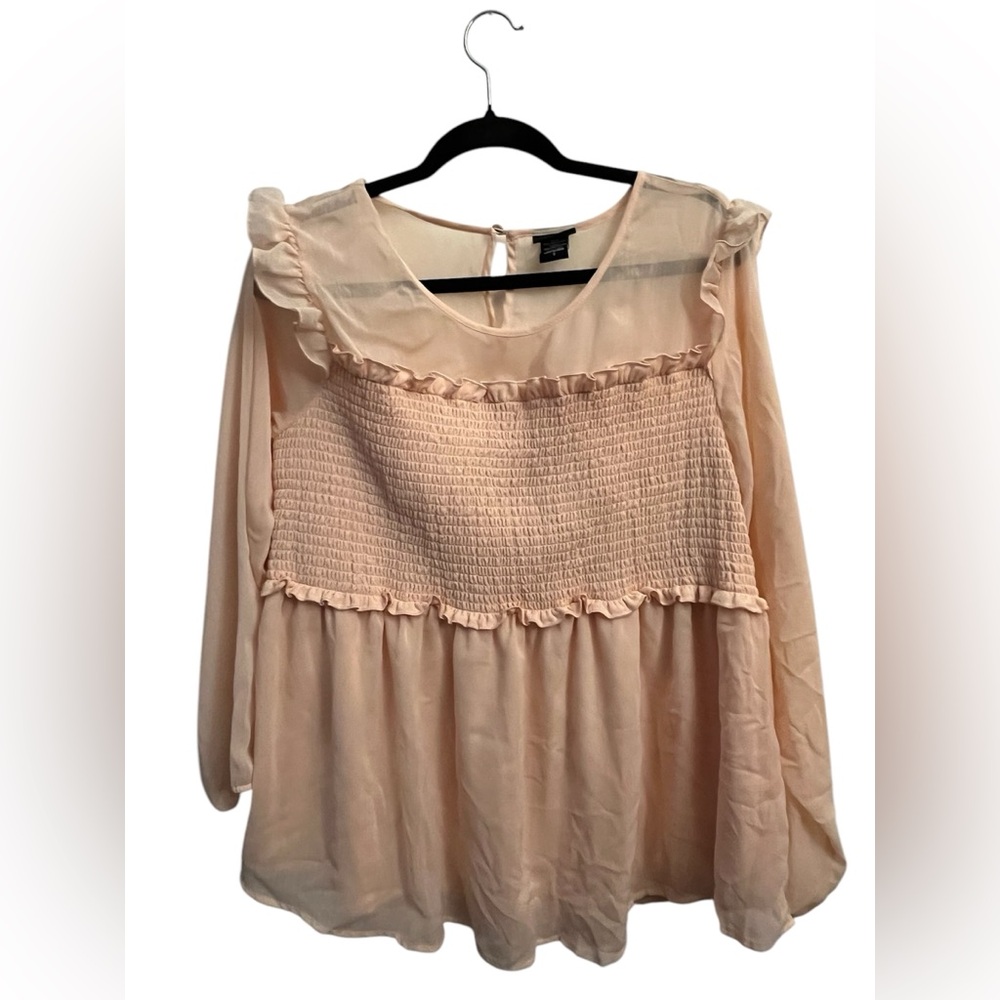 Torrid Pink Blush Chiffon Long Sleeve Blouse Plus Size 2X